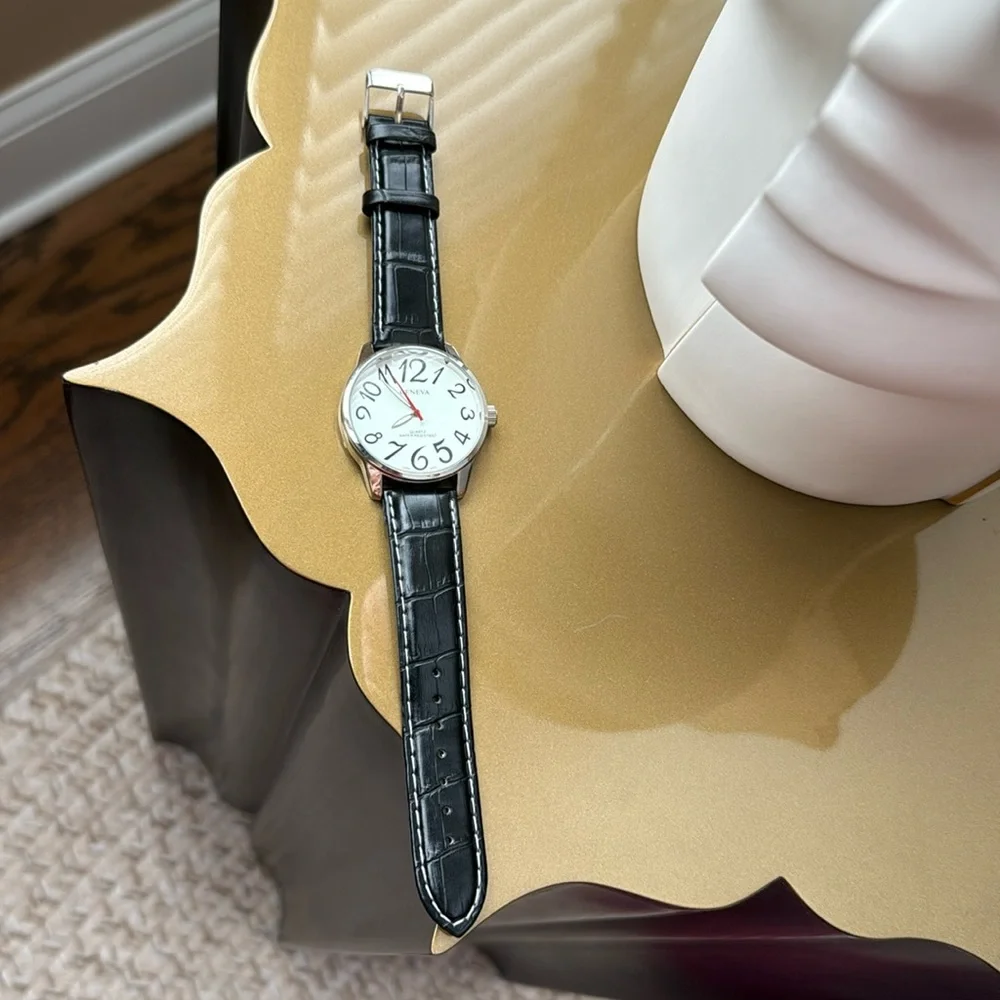 Geneva G-85 Stainless Steel Crock look strap Watch
